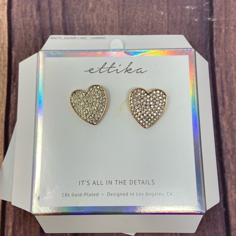 ETTIKA CUBIC ZIRCONIA GOLD HEART EARRINGS FX99